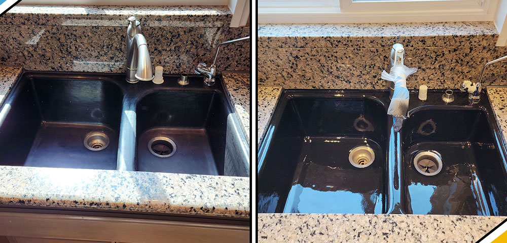 Kitchen sink reglaze in Black color in Los Angeles